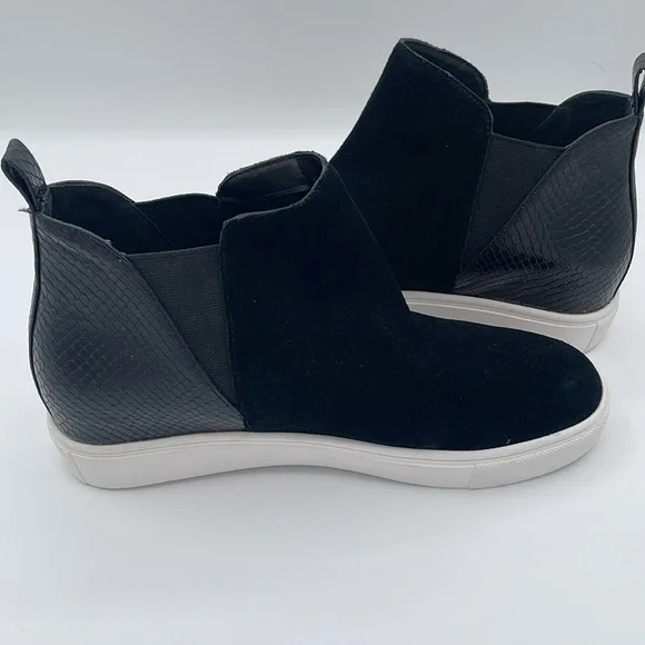 Steve Madden Zaci Wedge Sneaker Boot Black Suede Leather Faux Snakeskin Size 7M - Picture 10 of 13